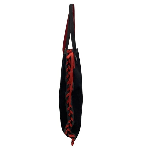Auth CHRISTIAN LOUBOUTIN Black Red Canvas Tote Bag - Picture 3 of 16